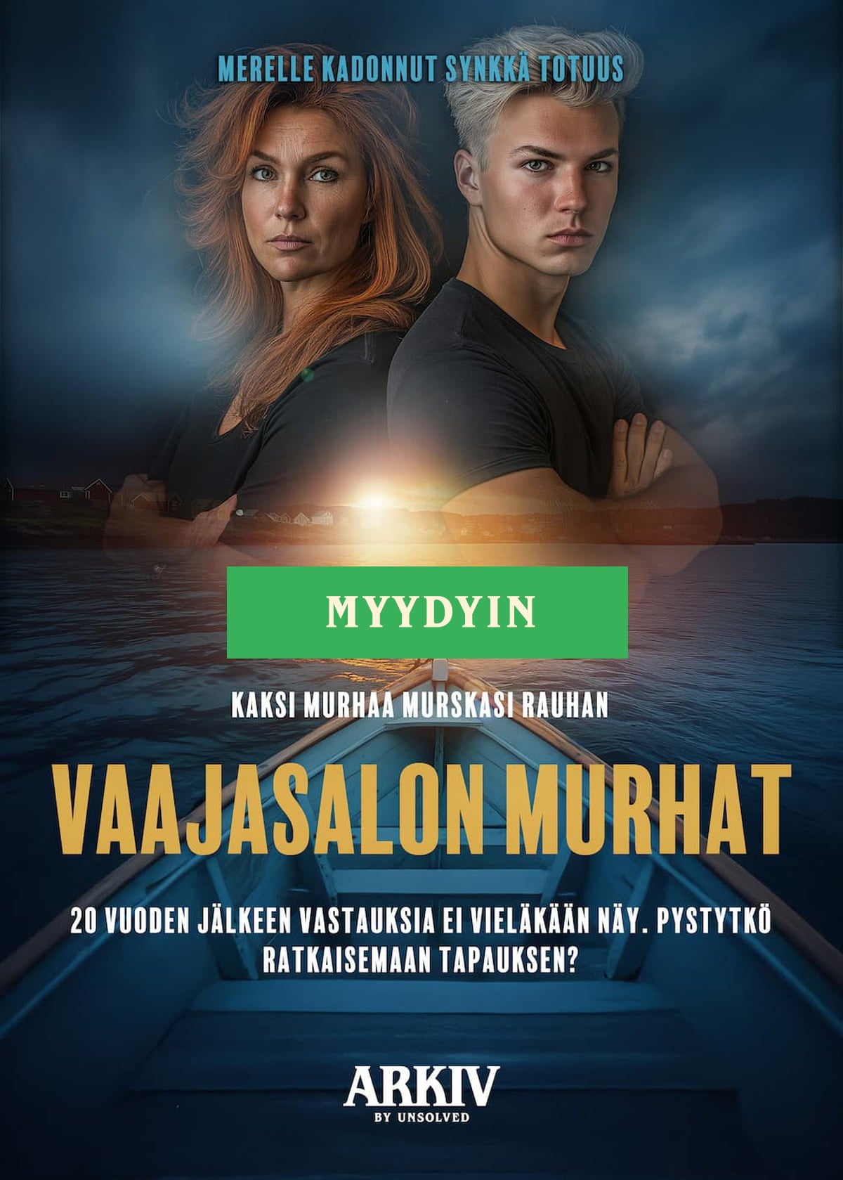 Vaajasalon murhat, Arkiv by Unsolved: kaksi henkilöä ja rantamaisema auringonlaskussa. MYYDYIN